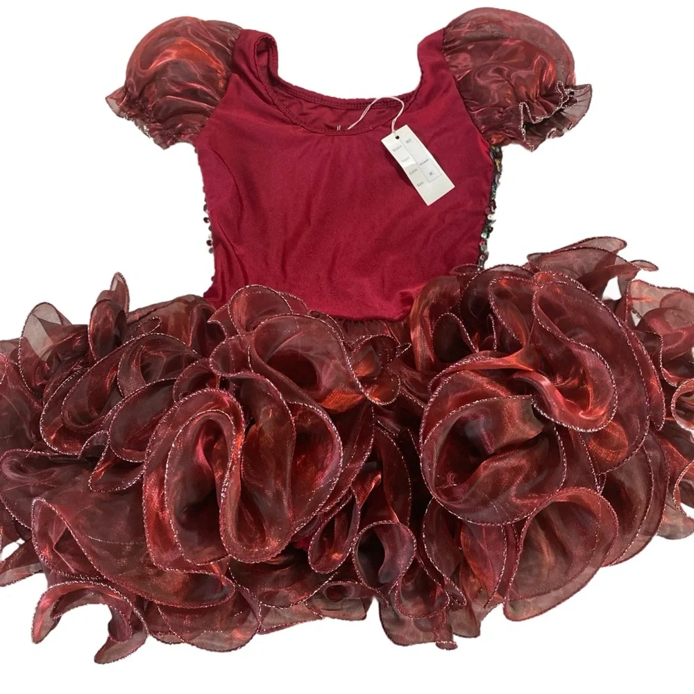 NEW Glamour Costumes Girls Medium Pageant Sequin Dance Dress Style Ruffled Skirt
